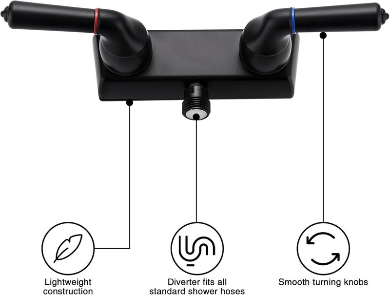 LavishStream RV Shower Faucet - 4" Dual Lever Shower Valve Diverter with Hot/Cold Control, Leak-Proof and Rust-Proof ABS Construction for RV/Camper/Motorhome Bathroom (Indoor/Outdoor Use) Black - Image 3